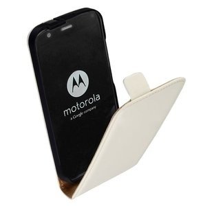 Motorola Moto G 2nd gen.(2014) smartphone hoesje lederlook Flip wit Telecomhuis.nl