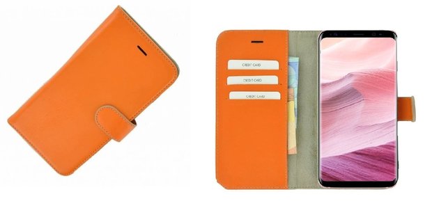 West Instituut Vertrouwelijk Pearlycase® Samsung Galaxy S8 Plus Hoesje Echt Leder Wallet Bookcase Oranje  - Telecomhuis.nl
