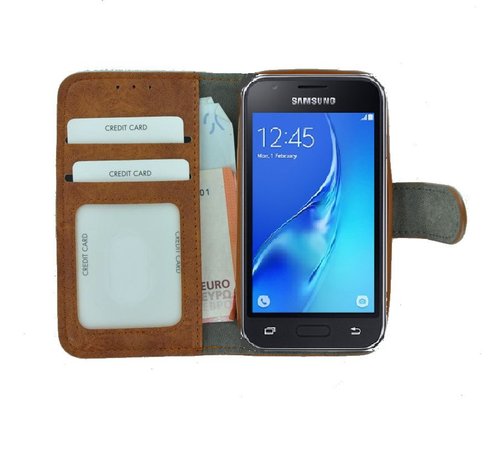 tint patroon De slaapkamer schoonmaken Wallet Bookcase Hoesje voor Samsung Galaxy J1 Mini (Prime) - Fashion Bruin  - Telecomhuis.nl